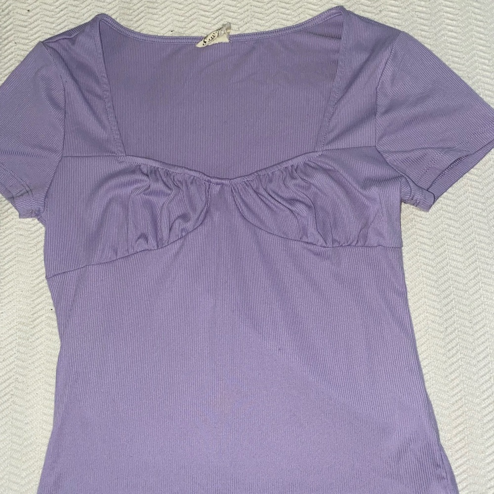 purple ribbed top